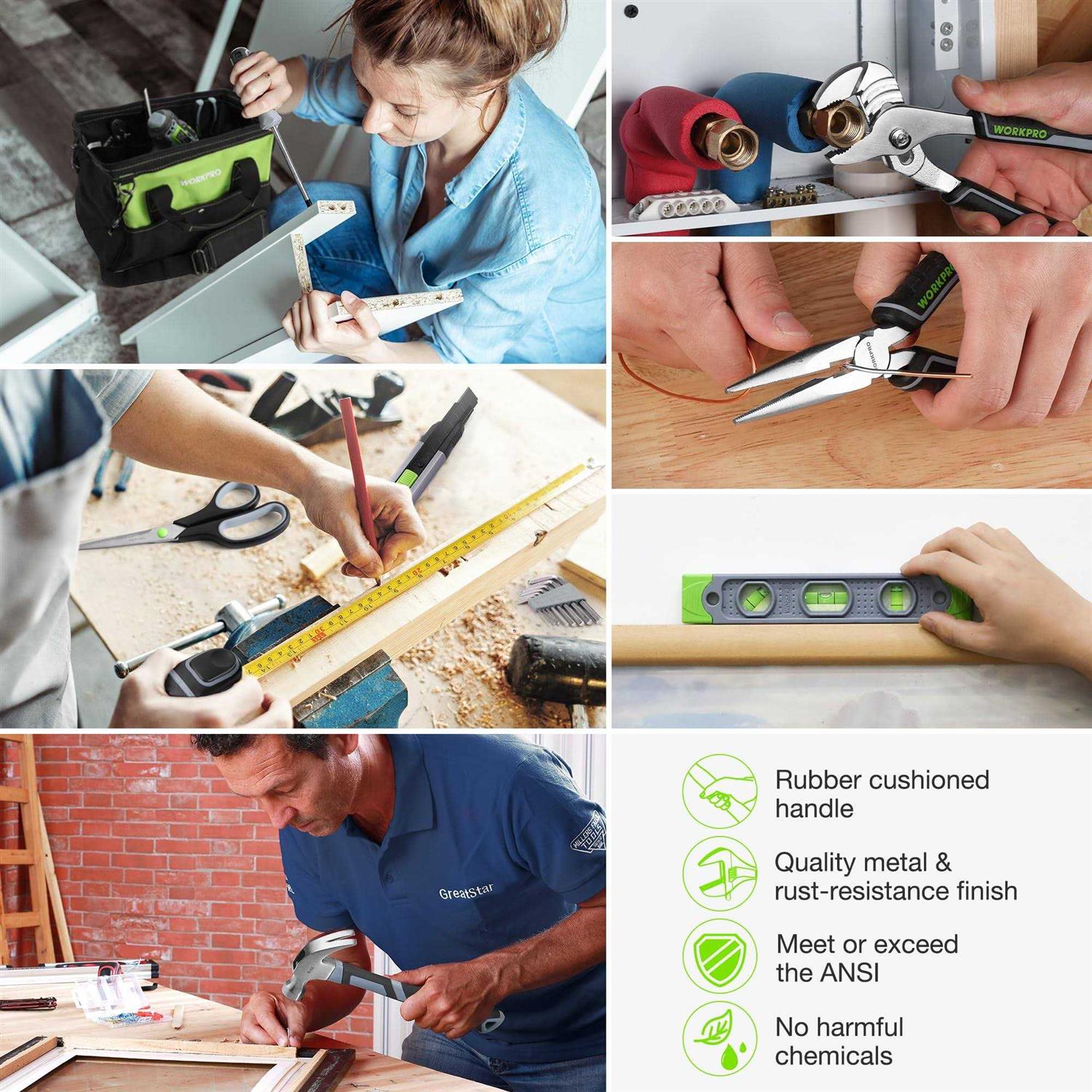 WORKPRO Home Tool Set with Power Drill 157pcs Power Drill Sets with 20V Cordless Lithium-ion Drill Driver - Cheap Fitting