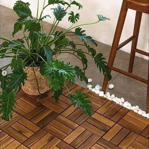 Pro Space 12 in. x 12 in. Acacia Wood Interlocking Flooring Deck Tile Pattern - Cheap Fitting