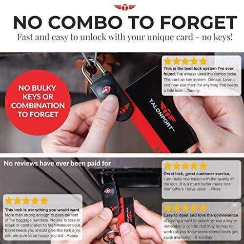 Talonport Keyless TSA Approved Luggage Locks with Lifetime Card Keys & No Combo to Forget - Cheap Fitting
