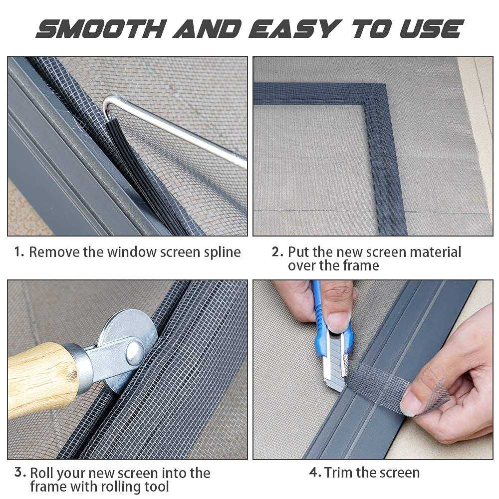 Lengtimo Screen Repair Kit Easy DIY Project Fiberglass Screen Mesh with Rolling Tool and Screen Retainer Spline Screen Replaceme - Cheap Fitting