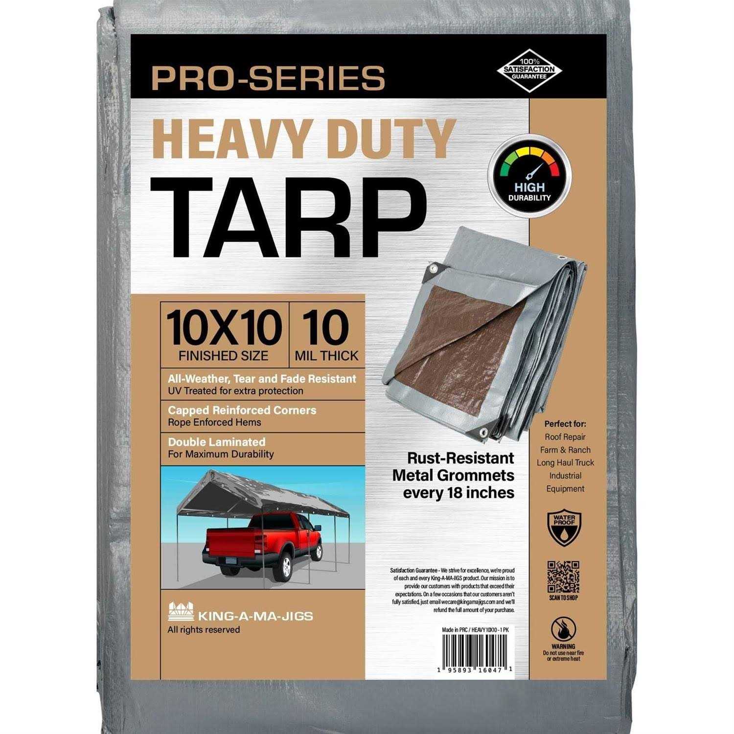 KING-A-MA-JIGS Heavy Duty Tarp 10 Mil Thick - Cheap Fitting