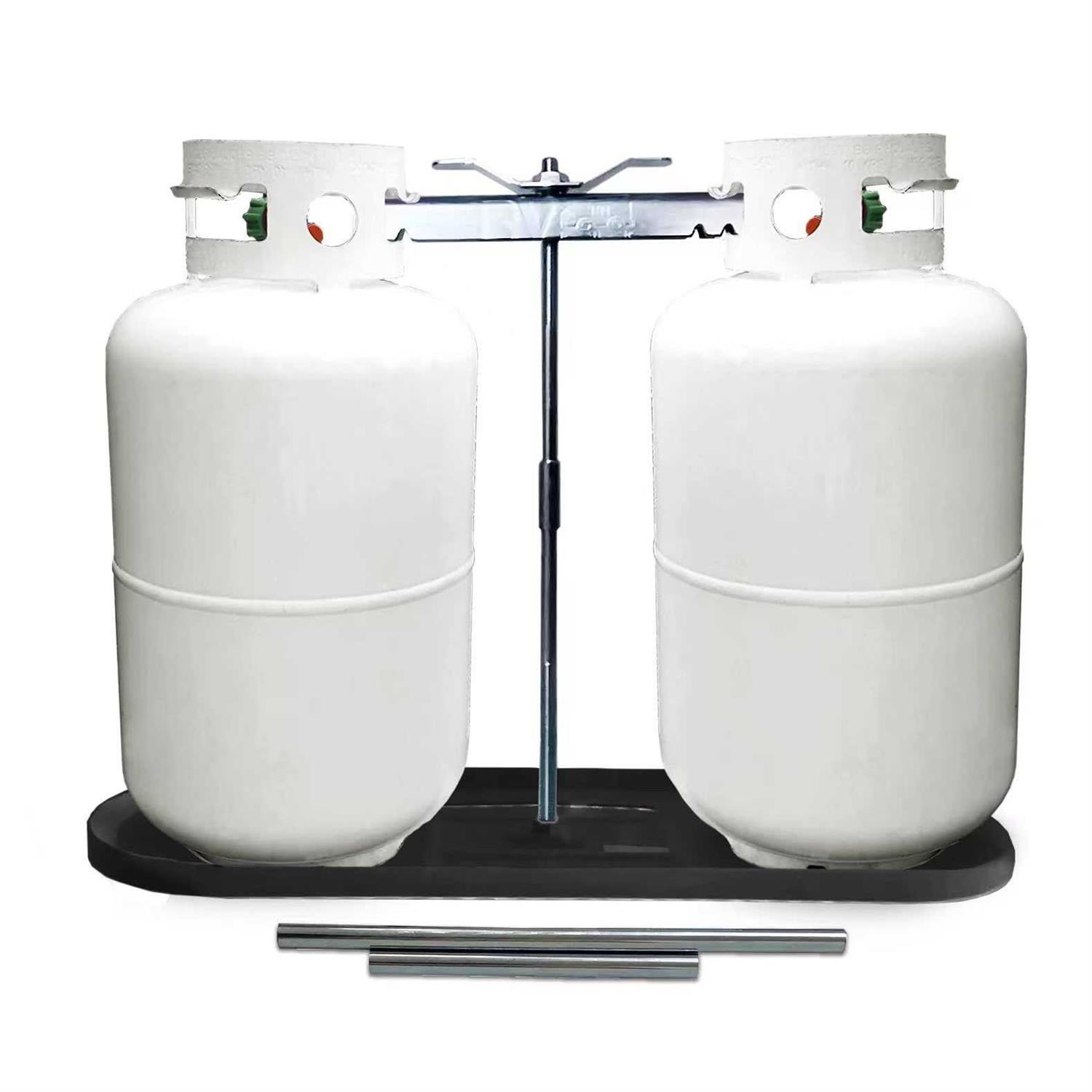 Rvpnr Rv Dual Propane Tank Mounting Rack 40lb,30lb and 20ld Tanks for Camper and Travel Trailers with Different Connecting Pipes - Cheap Fitting
