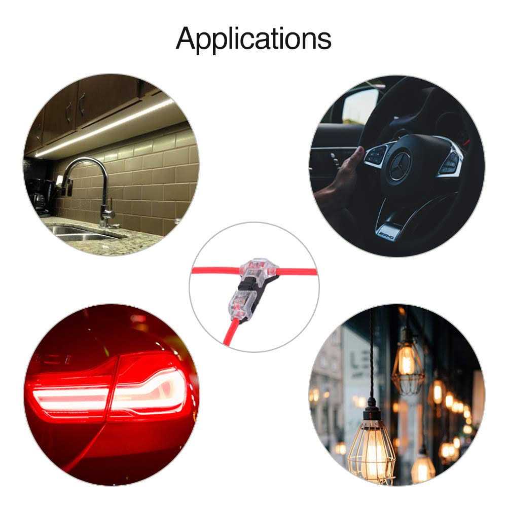 Brightfour Low Voltage Wire splice connectors Pack of 12 Quick Solderless T Tap Connector 1 Pin,Rock Solid Connector for 24-20 AWG Cable - Cheap Fitting