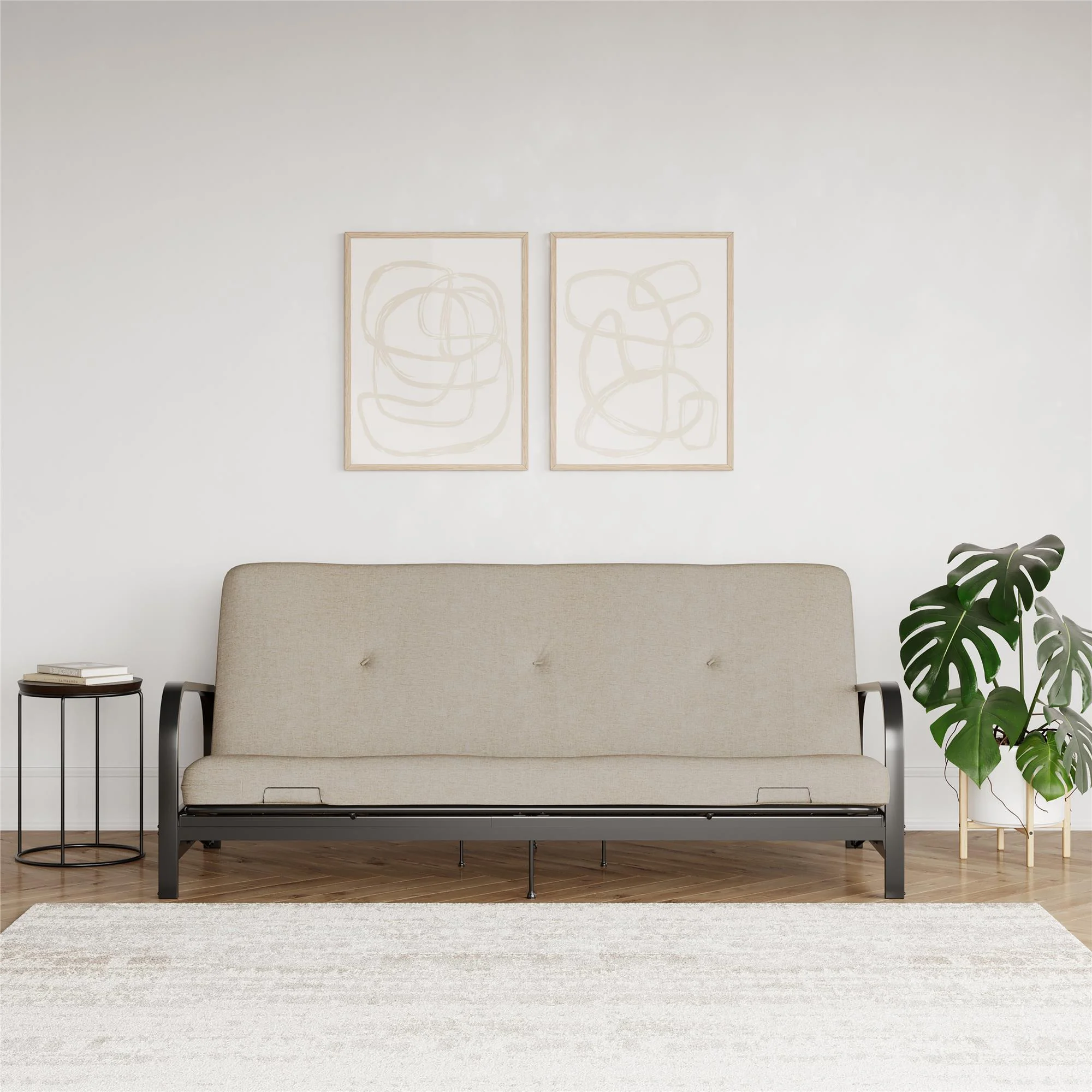 Caddie 6-Inch Futon Mattress with Tufted Cover and Recycled Polyester Fill, Full, Light Gray Linen - Cheap Fitting