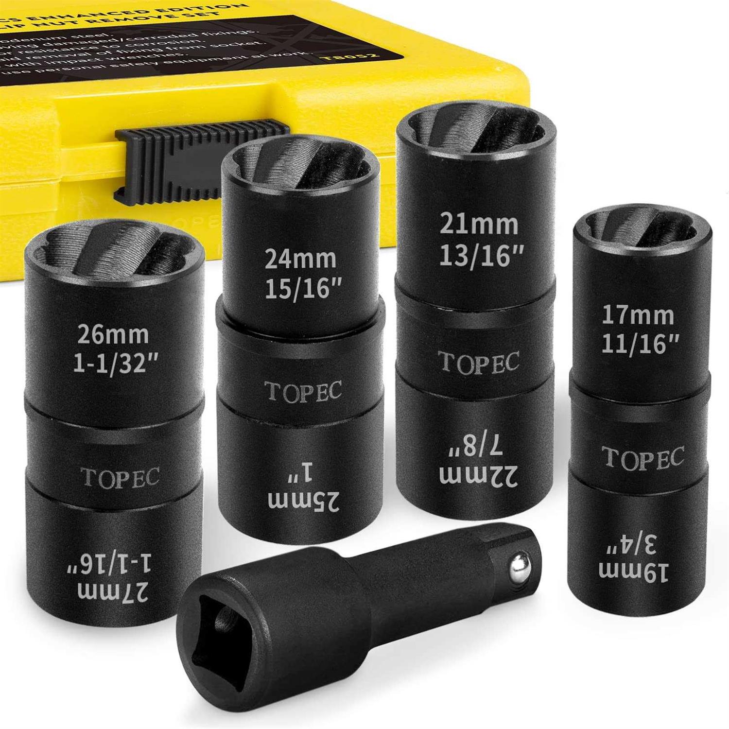 Topec Flip Edition Lug Nut Remover 5 Piece Wheel Lock Removal Kit for Removing Stripped - Cheap Fitting