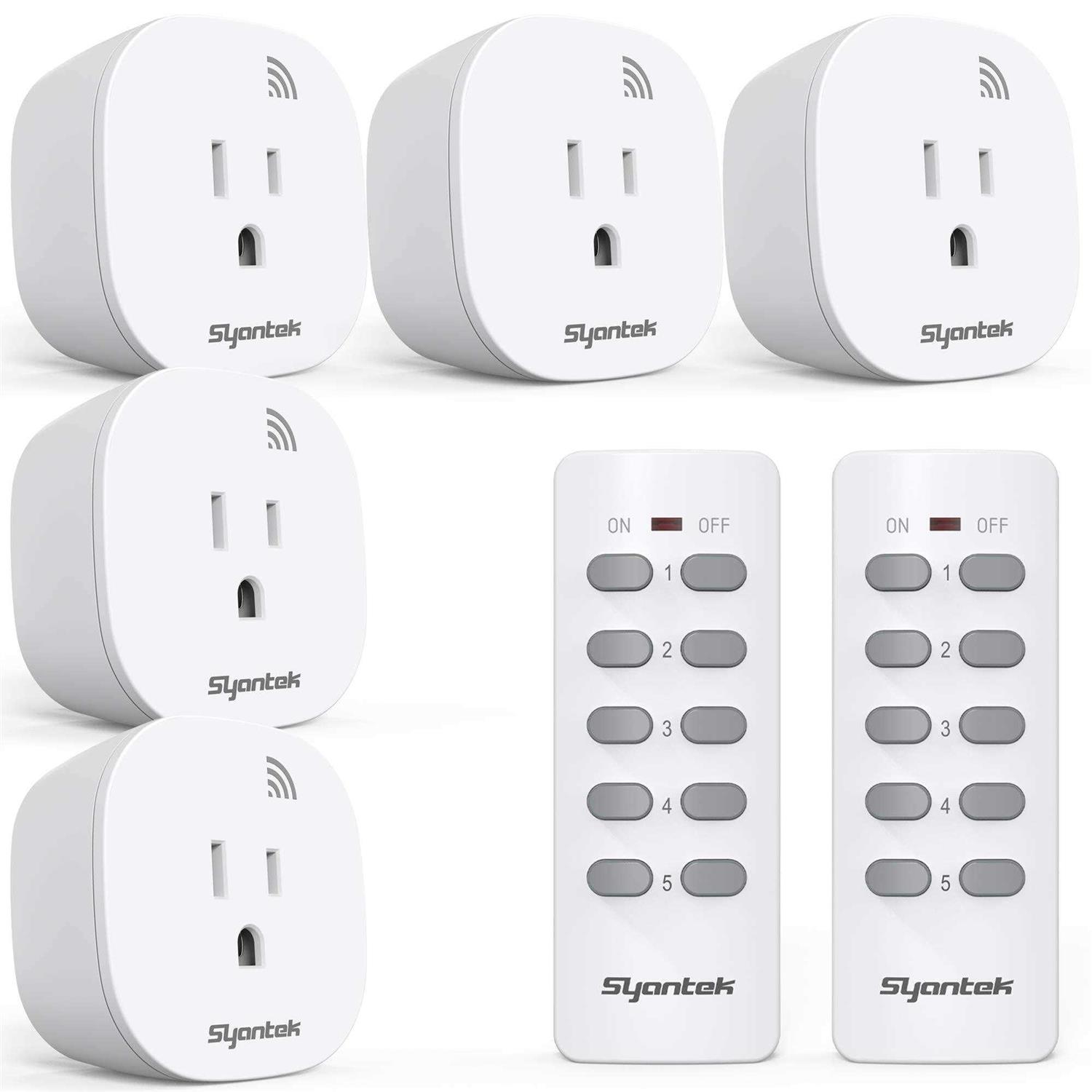 Syantek Remote Control Outlet Wireless Light Switch for Household Appliances Expandable Remote Light Switch Kit - Cheap Fitting