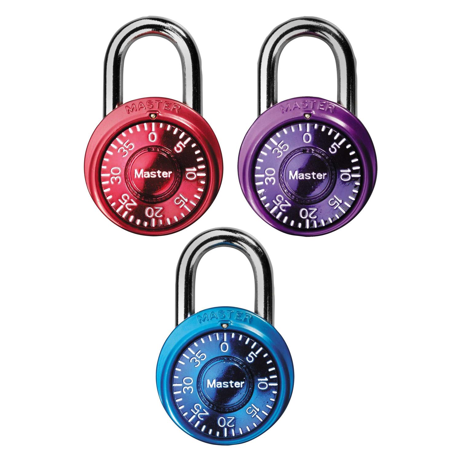 Master Lock Mini Combination Locks, Blue/PurplePink – 3 pack - Cheap Fitting