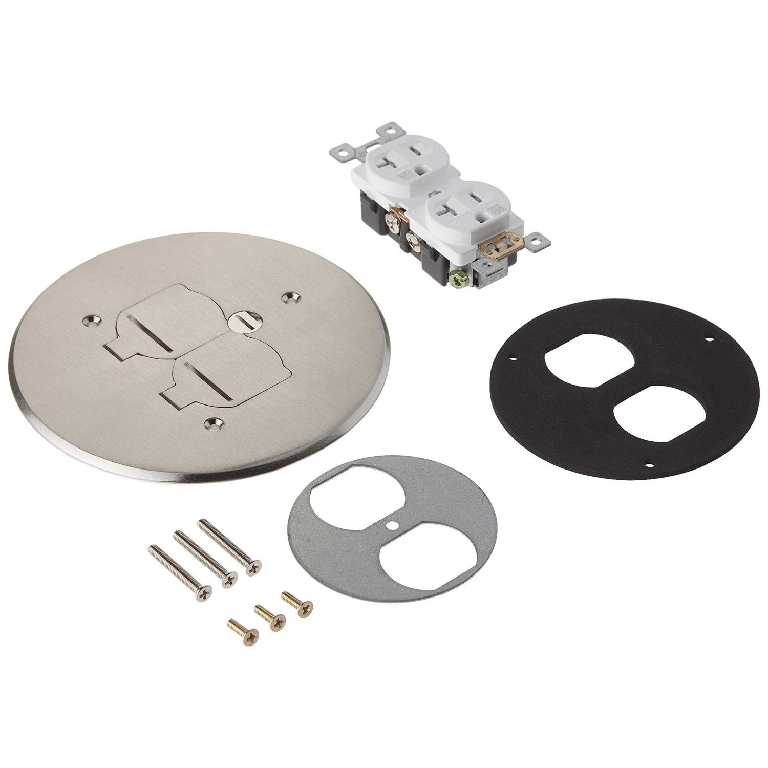 Enerlites Dual Flip Lid Floor Box Cover 5.75 Diameter 20A Tamper-Weather Resistant Receptacle Outlet - Cheap Fitting