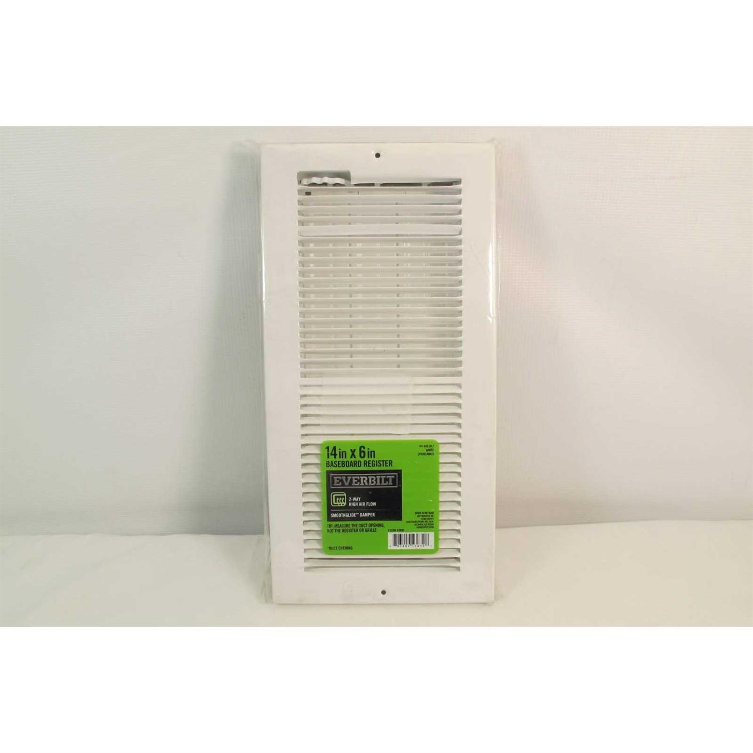 Everbilt 6 in. 2-Way Steel Baseboard Register in White - Cheap Fitting