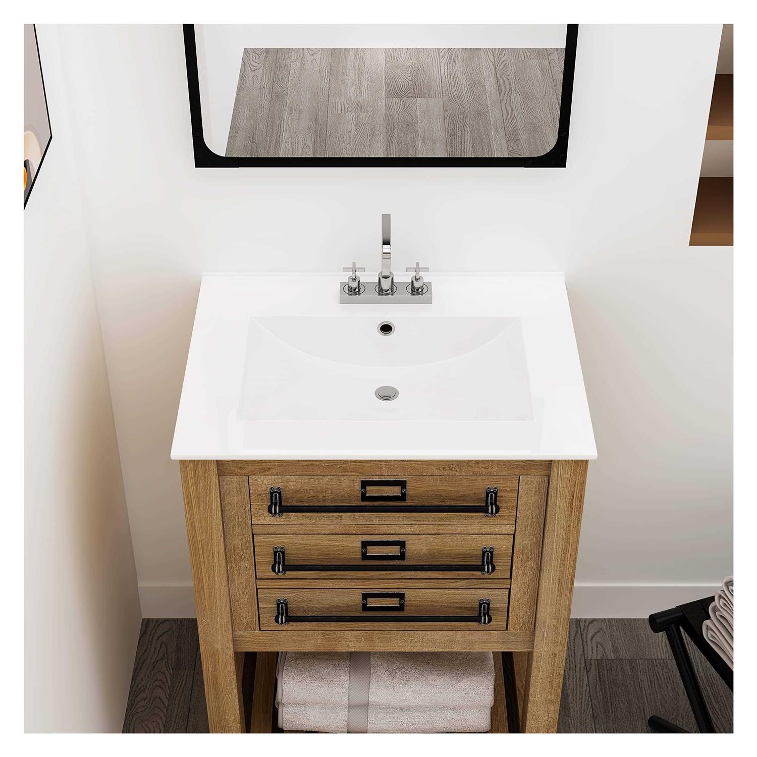 Meje 24×18 inch Drop In Rectanglar 3 Holes Bathroom Sink - Cheap Fitting