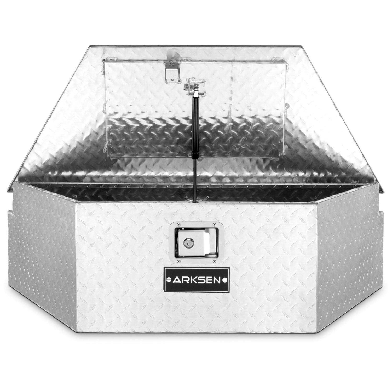 Arksen Diamond Plate Aluminum Trailer Tongue Box Pickup Truck Tool Box Storage Organizer With Lock Key - Cheap Fitting