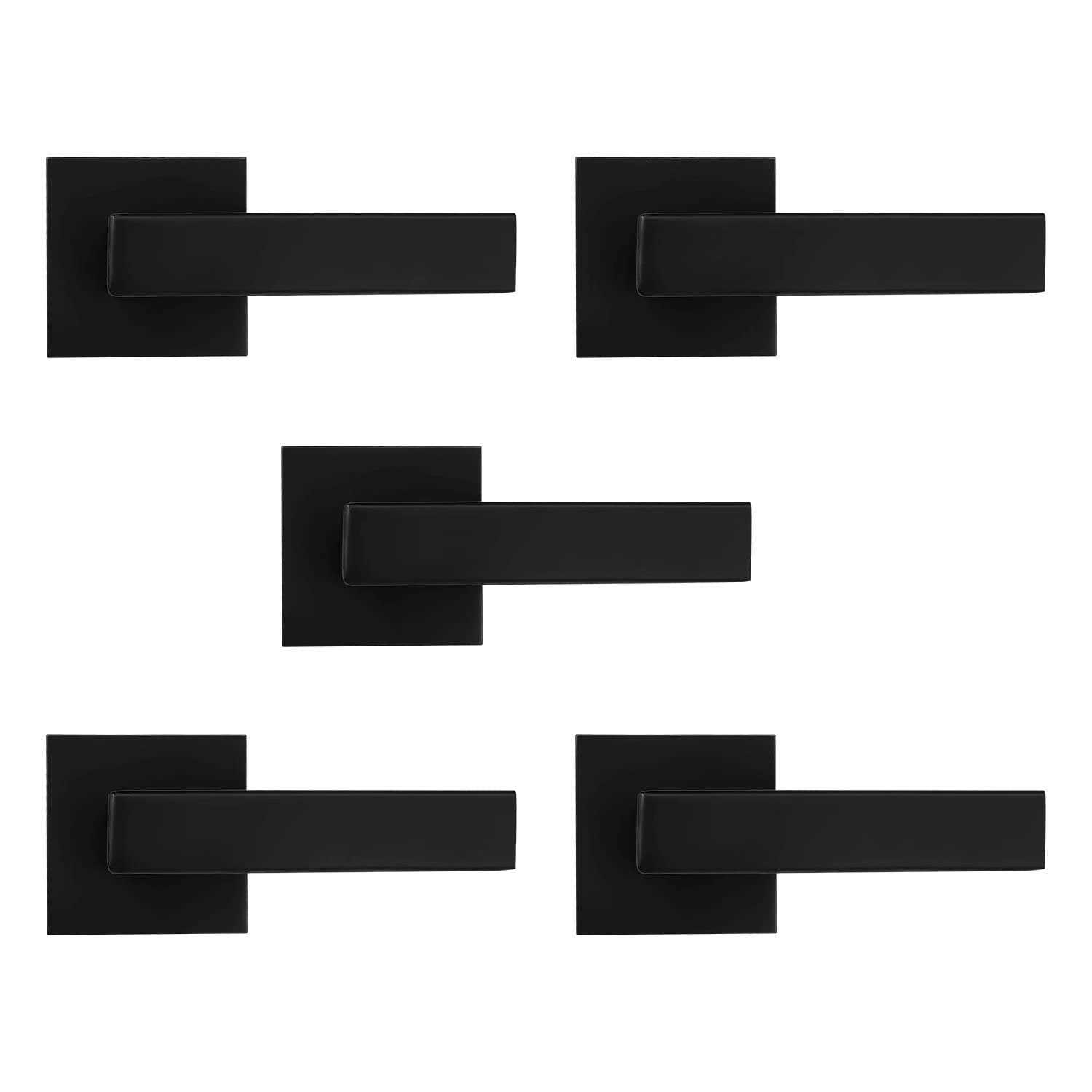 Probrico [Pack of 10]Door Lever Dummy Lever Door Handle for Closets French Doors,Square Dummy Door Lever,Non-Turning Single Side Pull with Black - Cheap Fitting