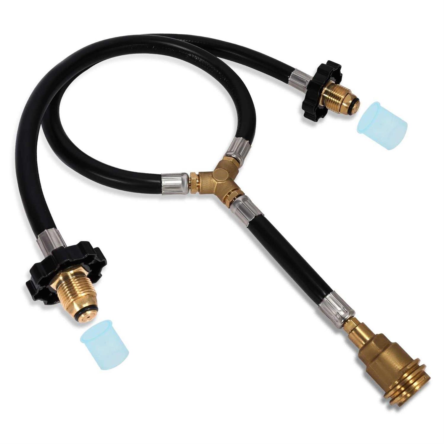 Dual Propane Tank Connection Kit Two Way POL & QCC Y Splitter Hose to Connects 5-100lbs Propane Tank Suitable for RV - Cheap Fitting