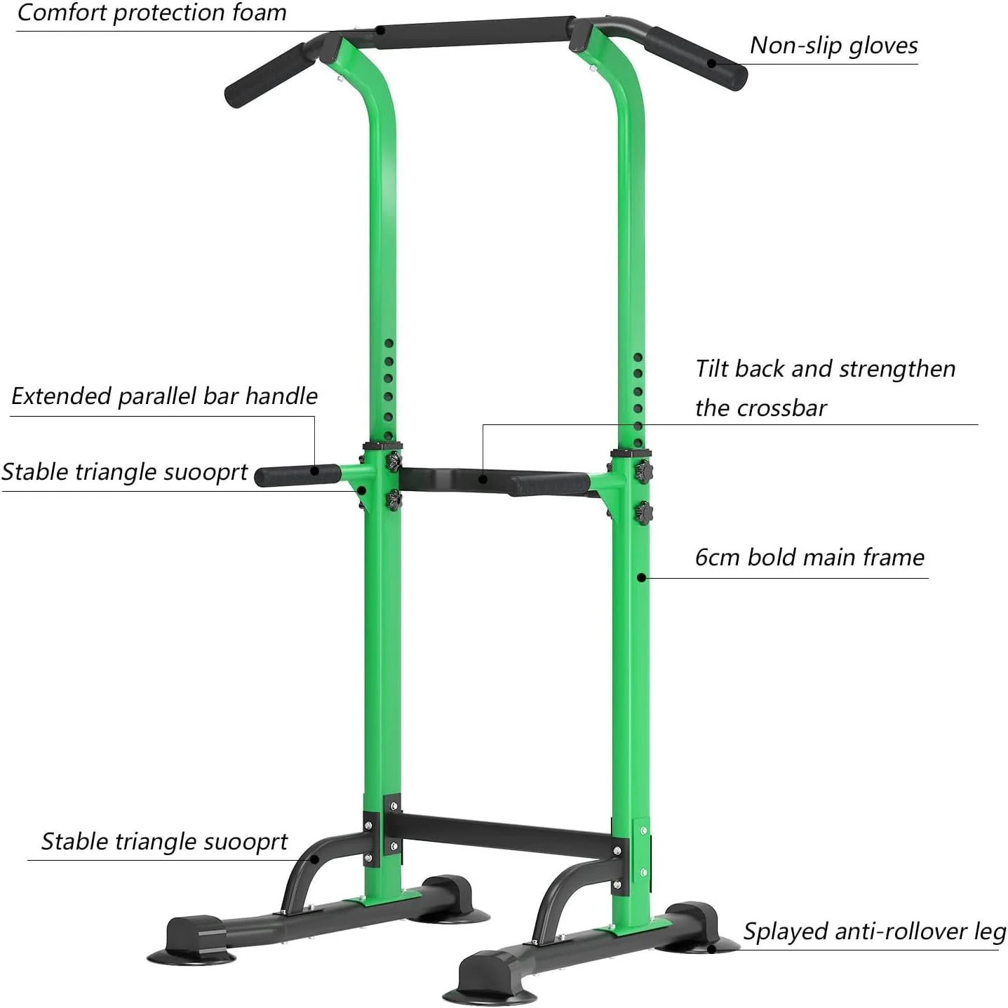 SOGES Height Adjustable Power Tower Dip Stands Pull up Bar Strength Training for Home Gym Black - Cheap Fitting