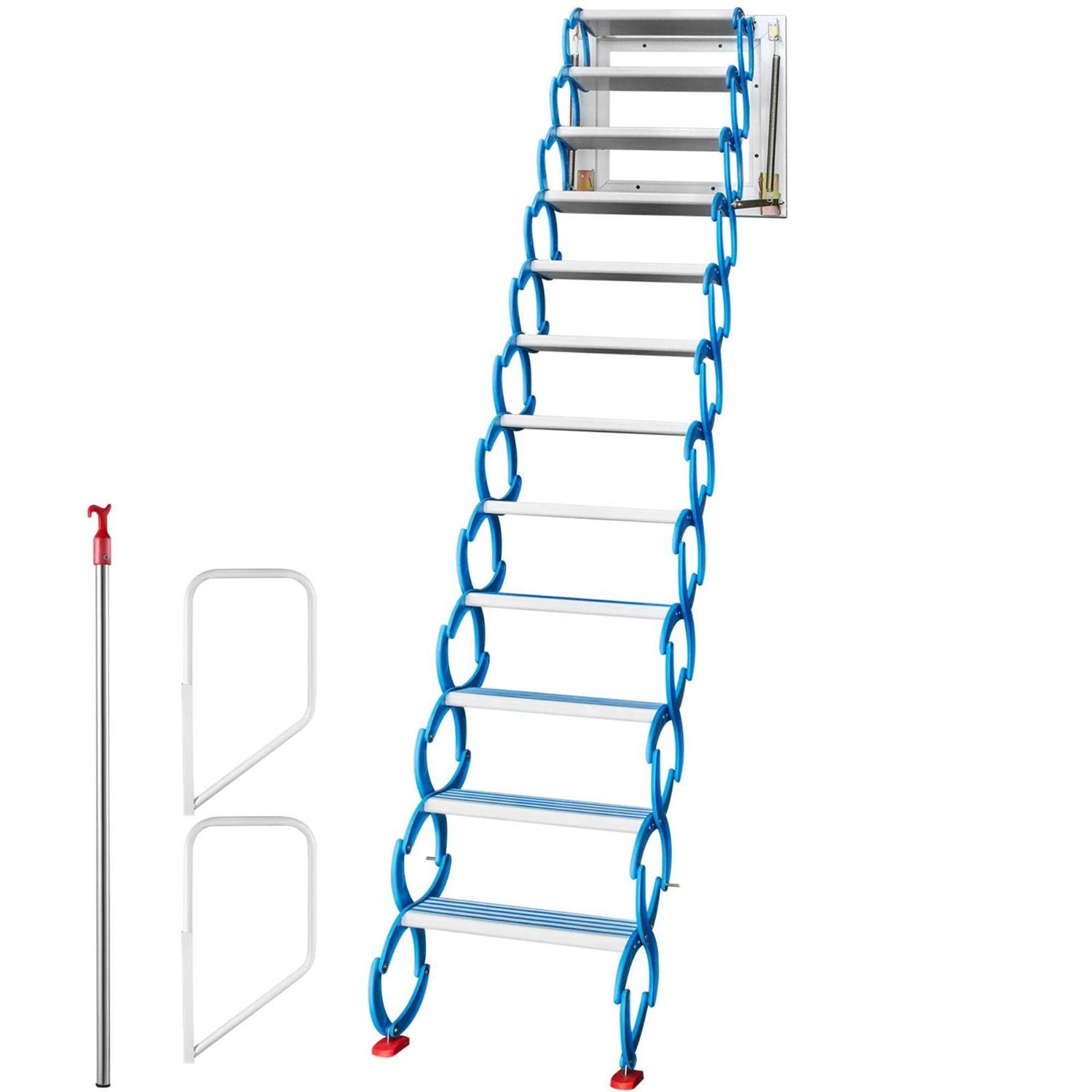 VEVOR Attic Steps Pull Down 12 Steps Attic Stairs Alloy Attic Access Ladder HJBGZDT12J - Cheap Fitting