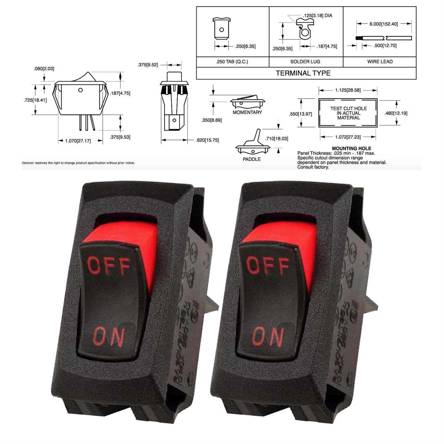 Carling Technologies RA911-VB-B-1-V Rocker Switch - Cheap Fitting