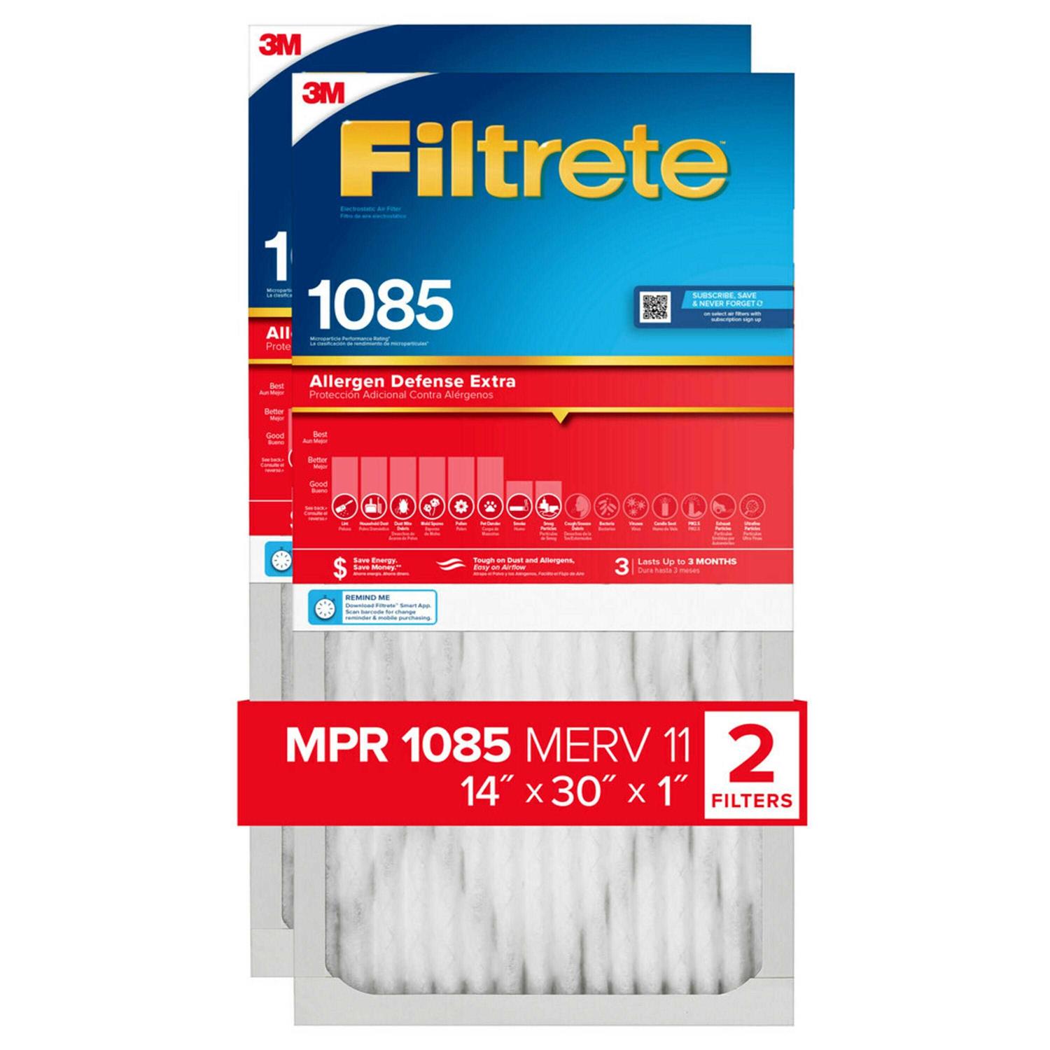 Filtrete 1-in MERV 11 1085 MPR Allergen Defense Extra Electrostatic Pleated Air Filter - Cheap Fitting