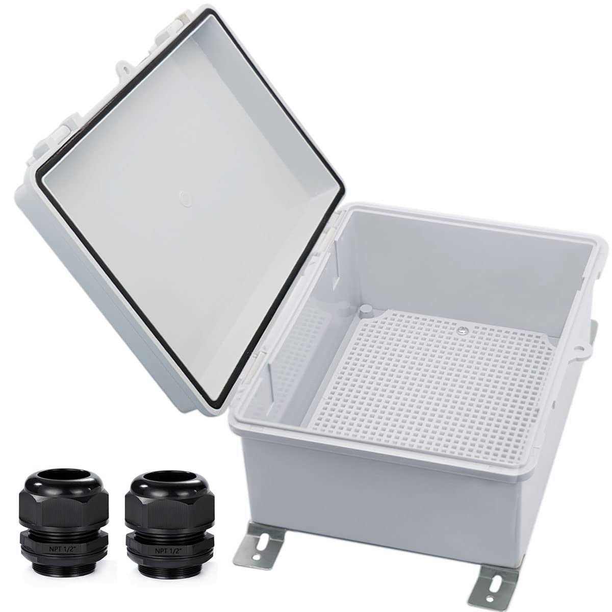 YETLEBOX Waterproof Electrical Box with Mounting Plate IP67 Junction Box Hinged Clear Cover ABS Project Boxes for Electronics DIY - Cheap Fitting