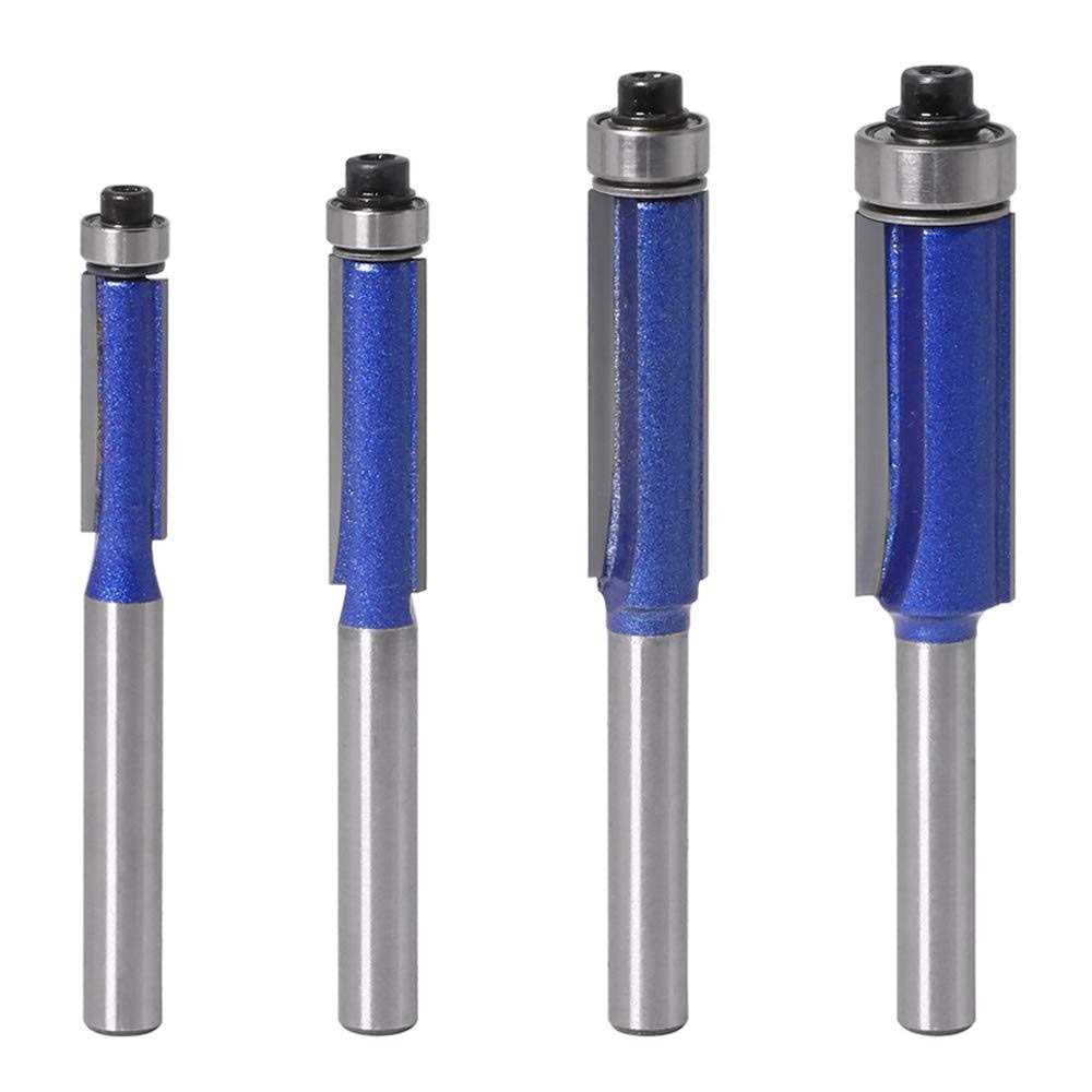 Wolfride 4pcs Flush Trim Router Bit Set 1/4 Inch Shank Top Bearing Flush Trim Router Bit - Cheap Fitting