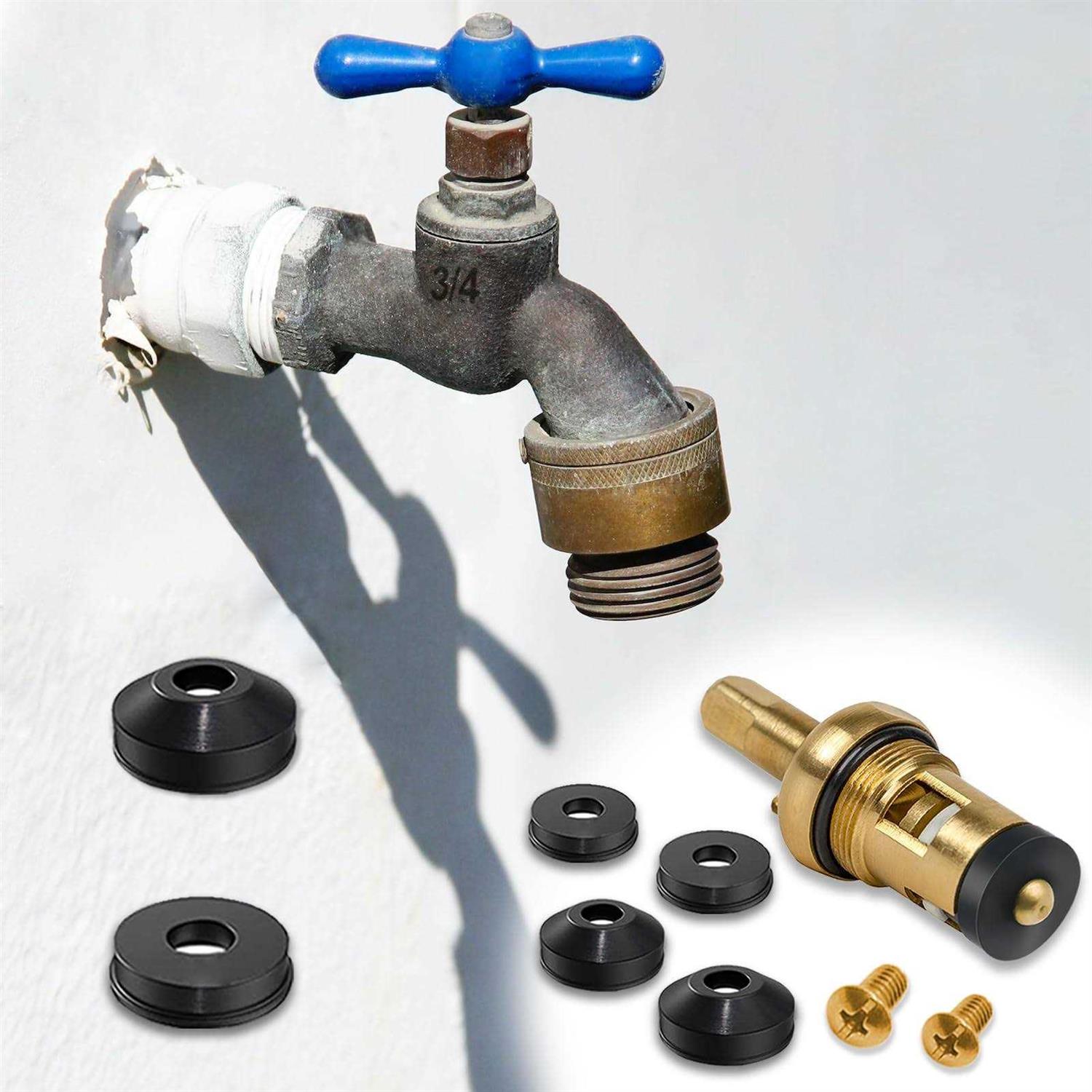 Xbvv 106 Pcs Faucet Washer Assortment Kit with Assorted Flat and Beveled Rubber Washers for Outdoor Garden Faucet Stem Leak Worn Replacement Repair - Cheap Fitting