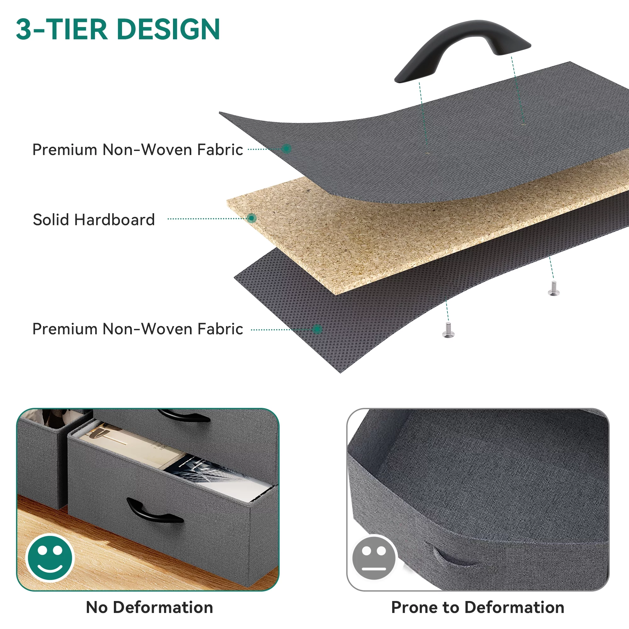 Dextrus 16 Drawer Dresser, Tall Fabric Dresser for Bedroom, Large Chest of Drawers, with Sturdy Metal Frame and Wooden Top - Cheap Fitting