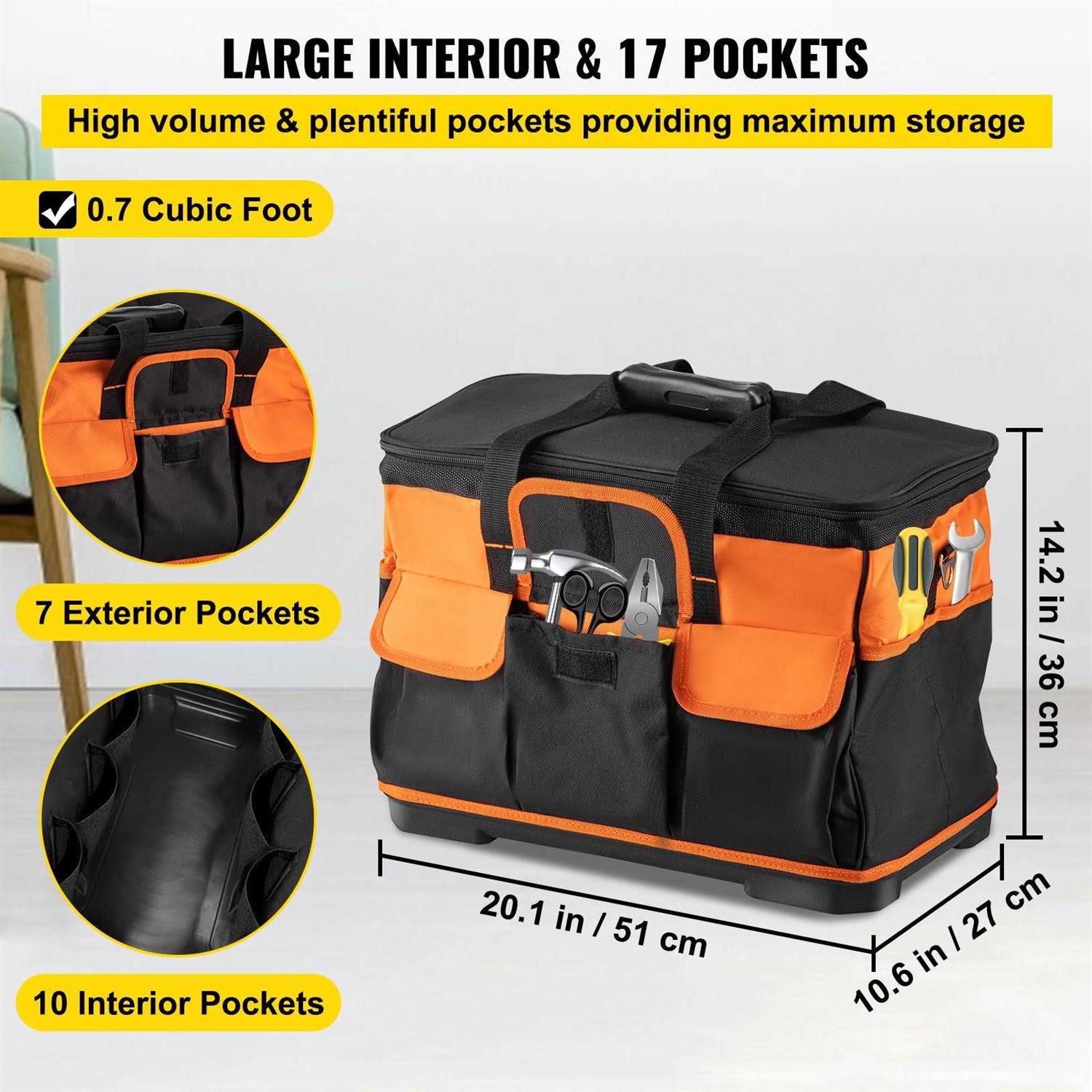 VEVOR Rolling Tool Bag 20-inch 17 Pockets Bag with Two 2.56in Wheels Oxford Fabric Material with Telescoping Handle GJBGLGJDYC203USVCV0 - Cheap Fitting