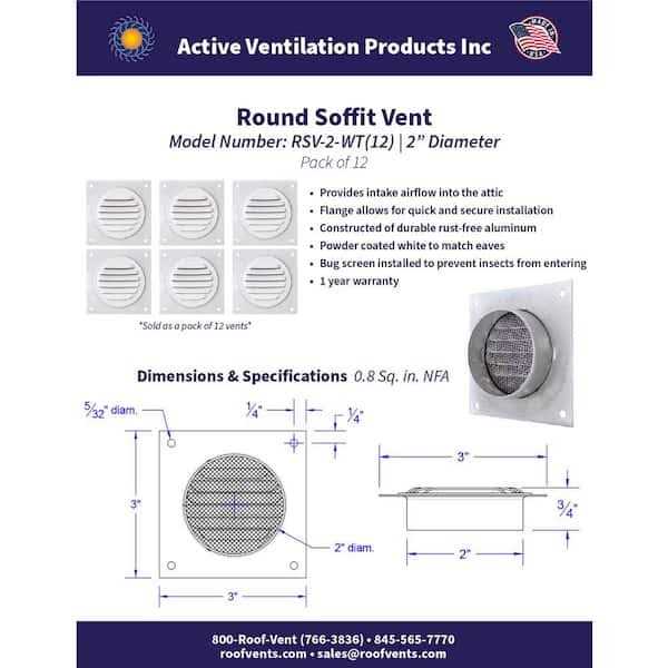 Active Ventilation Aluminum Round Soffit Vent in White - Cheap Fitting