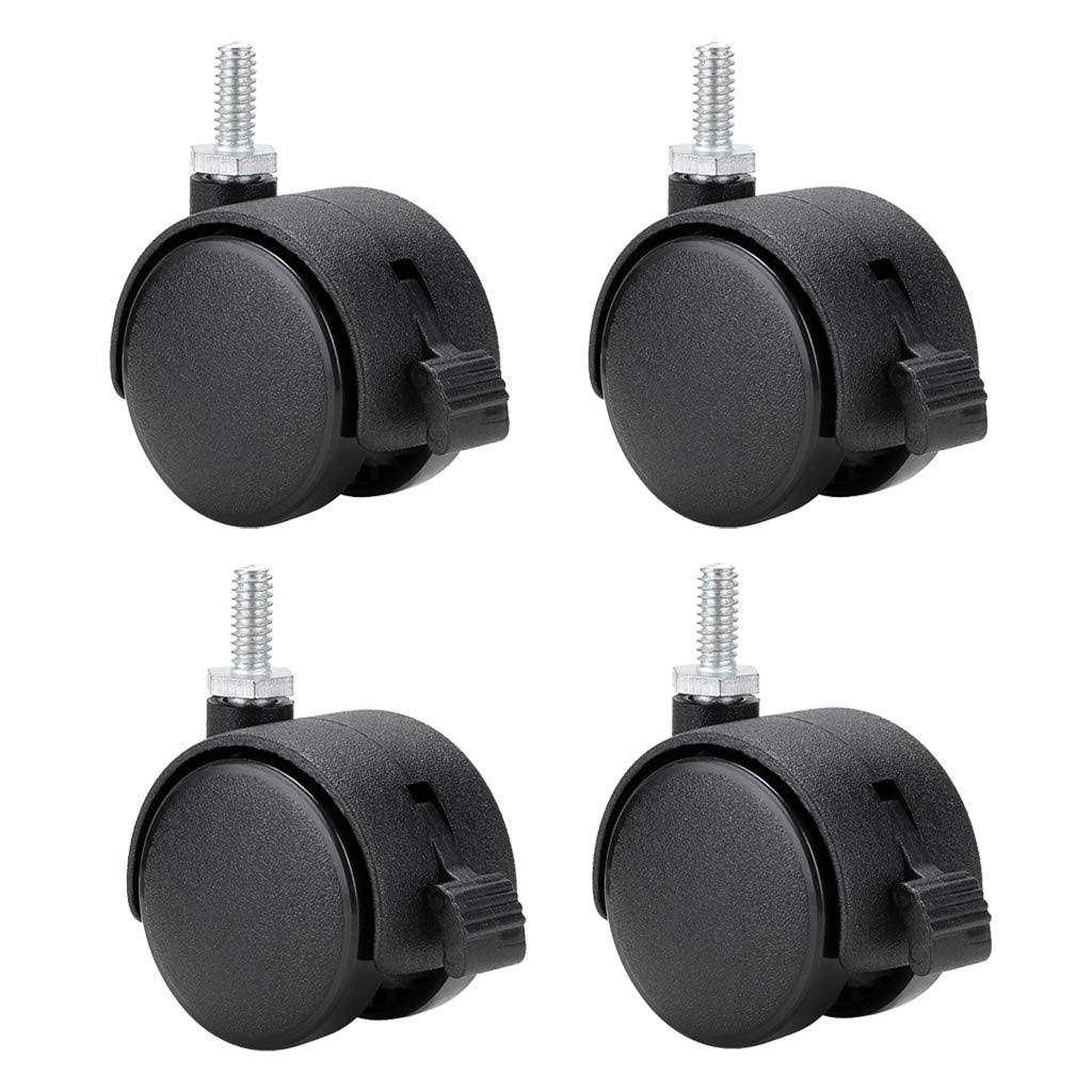 Skelang 4 Pcs 1.5 Nylon Plastic Swivel Stem Casters Wheel With Brakes - Cheap Fitting
