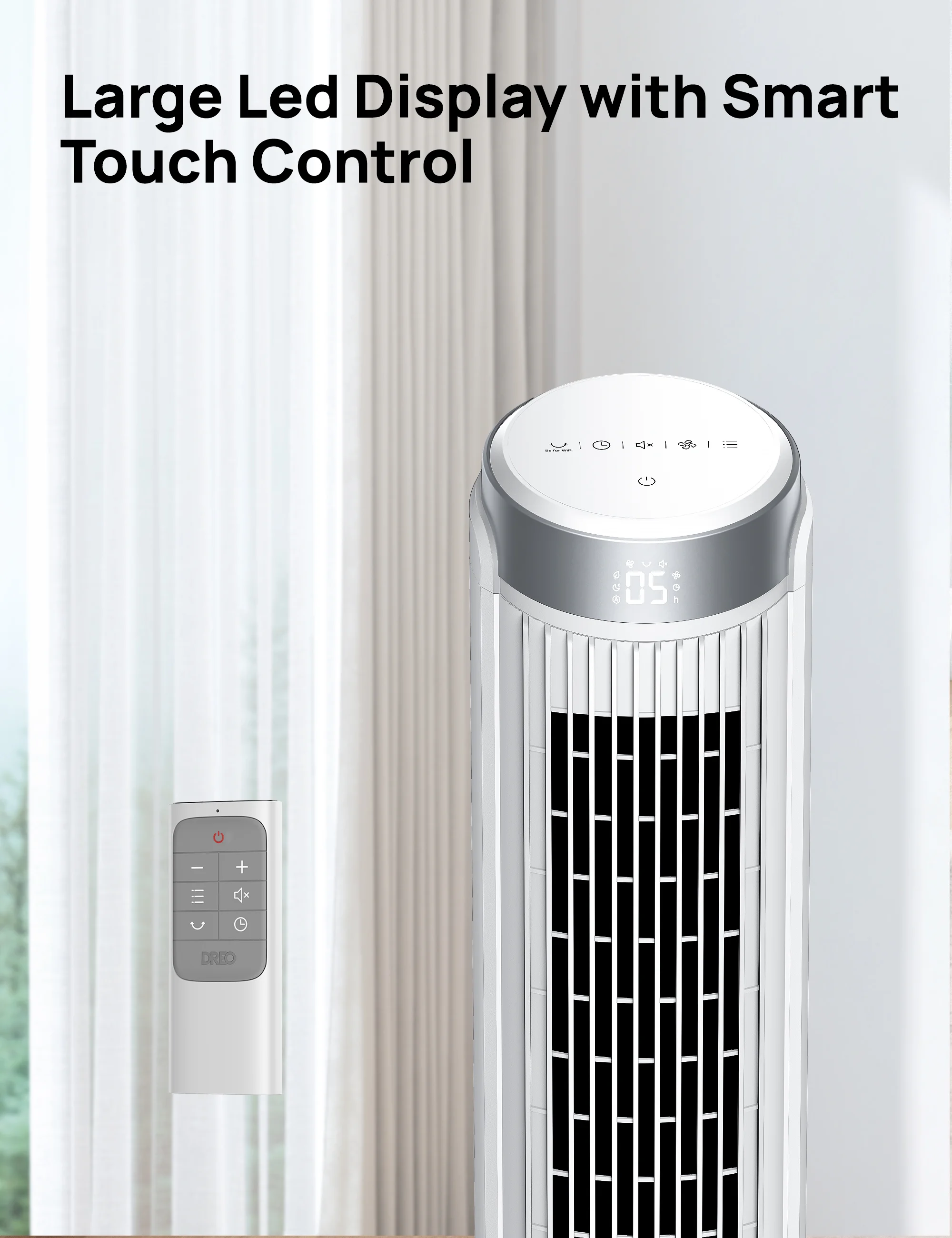 Dreo Tower Fan for Home 40 Inch, 90° Oscillating Bladeless Fan with Remote, 5 Speeds, 4 Modes, 12H Timer, LED Display with Touch Control, Quiet Floor Fan for Bedroom, White - Cheap Fitting