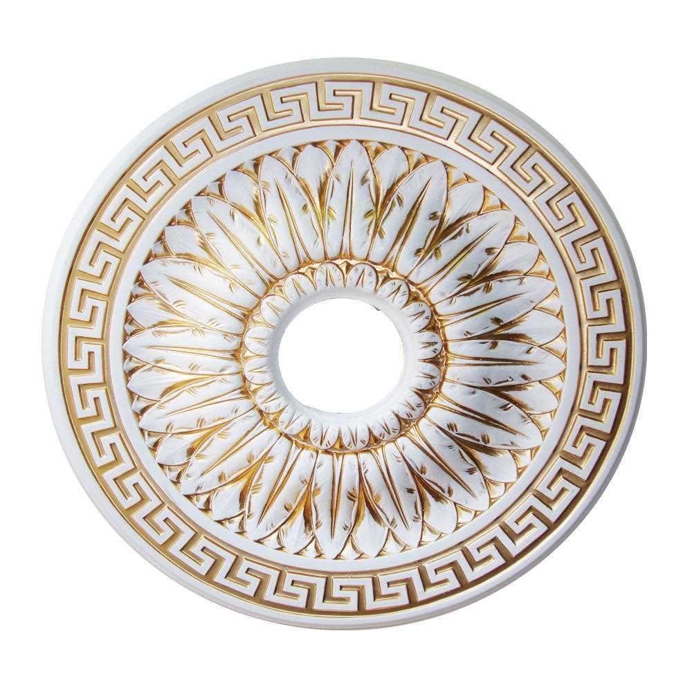 Artistry Lighting Round 18 Antique White & Gold Ceiling Medallion Carved Feathers ARP05-F1 - Cheap Fitting