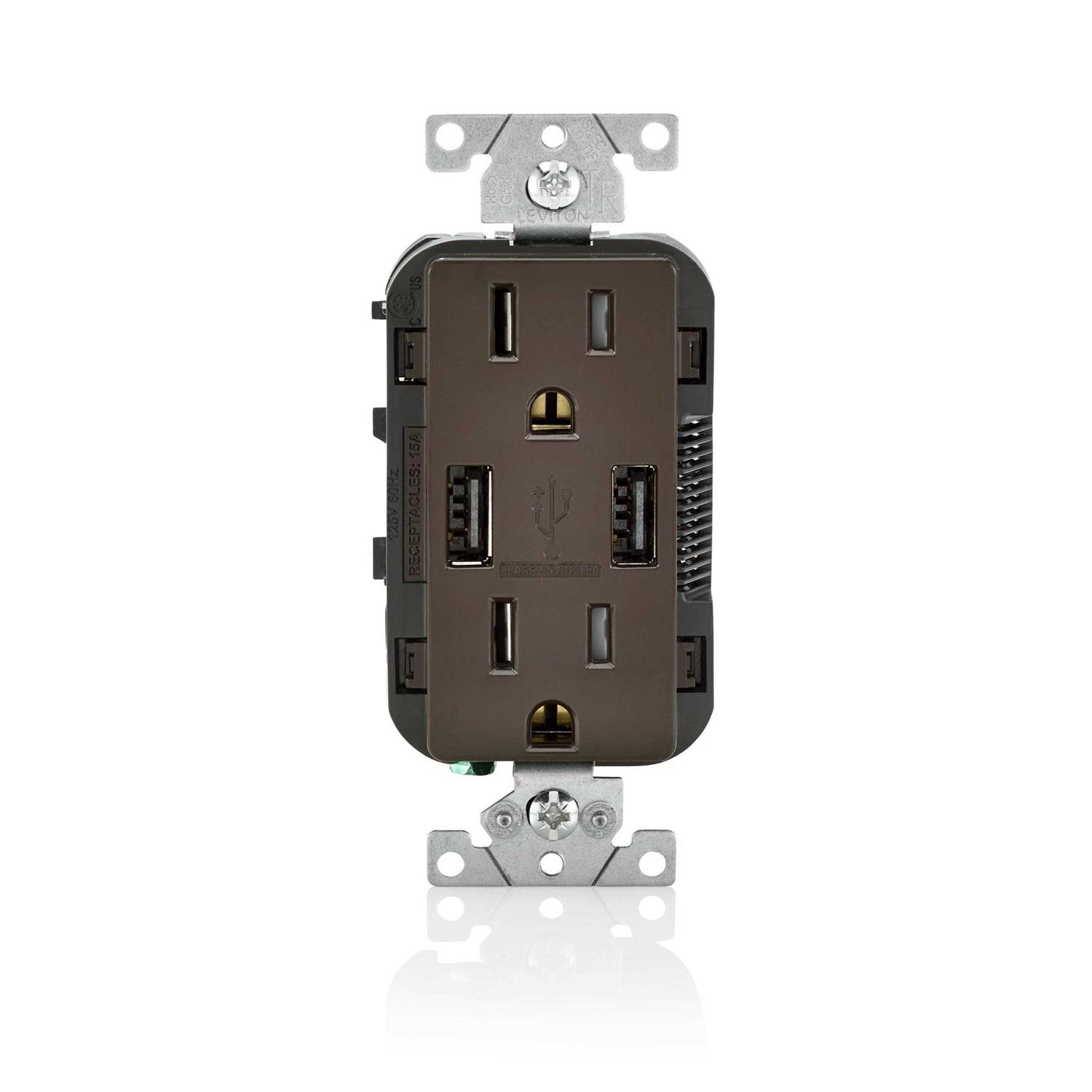 Leviton T5632-B USB Charger/Duplex Tamper-Resistant Receptacle - Cheap Fitting