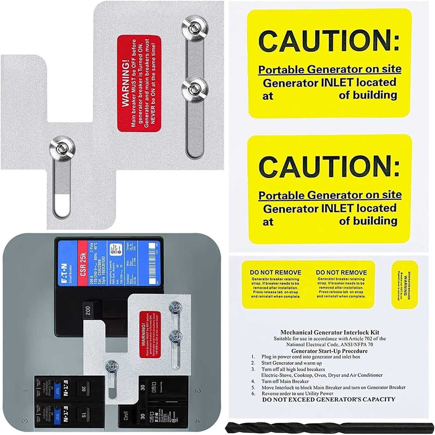 Generator Interlock Kit Compatible with Cutler Hammer BR SERIES 150 and 200 amp Panels - Cheap Fitting