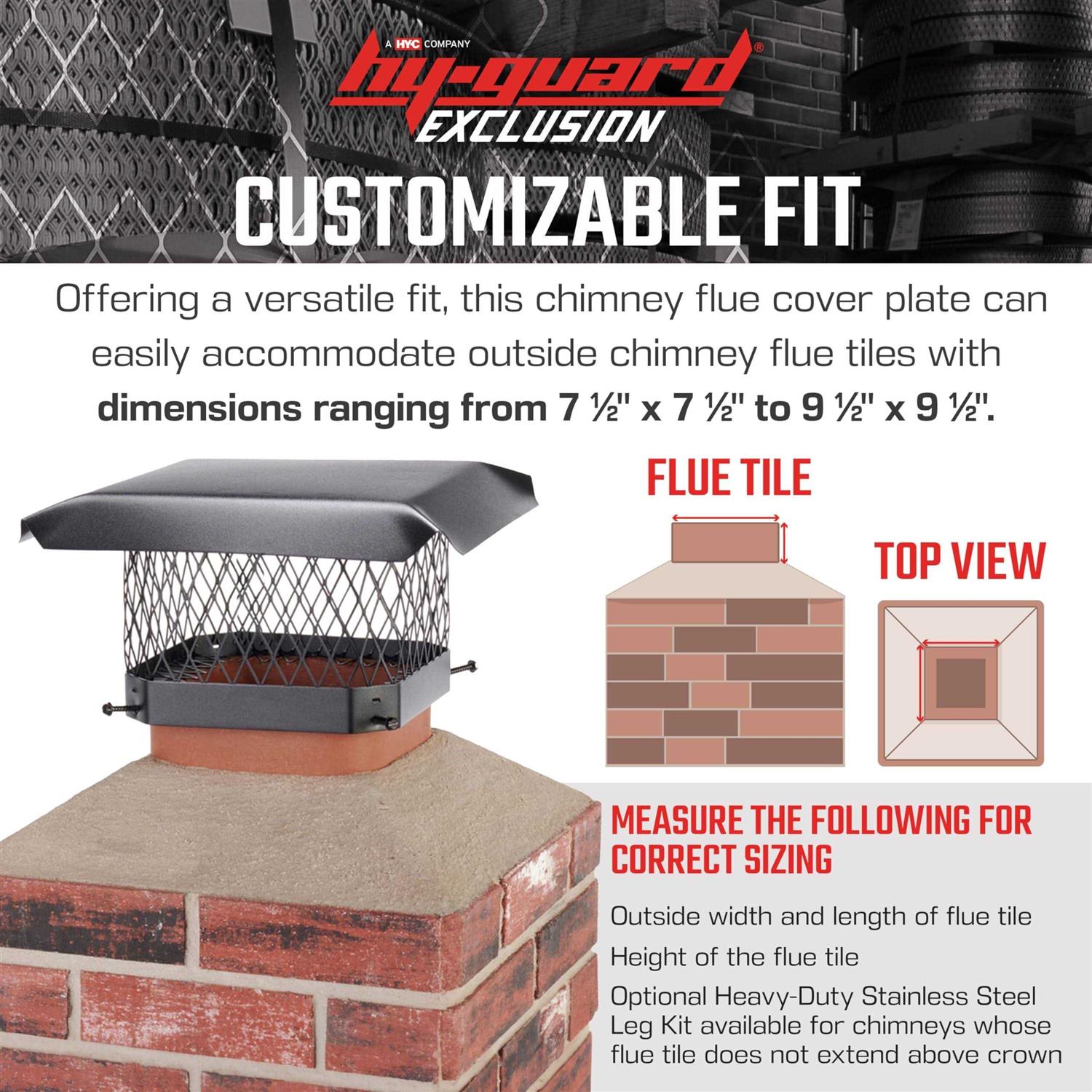 HY-Guard Galvanized Steel Chimney Cover HY-C Black Chimney Cap Single Bolt-On Chimney Fireplace Cover - Cheap Fitting