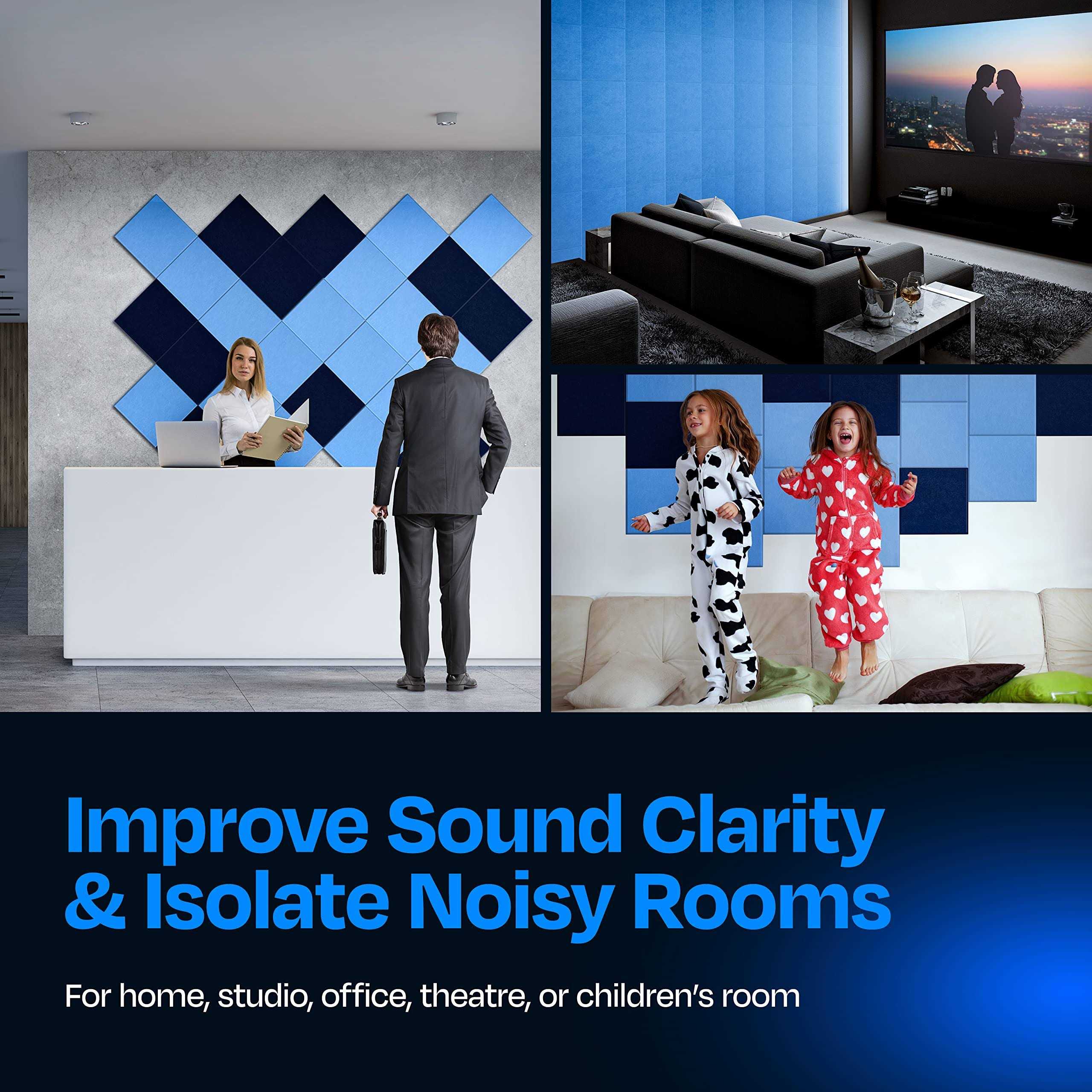 Ekkogo Acoustic Panels 12-Pack Soundproof Wall Panels 12′ X0.4” Sound Panels High Density Sound Dampening Panels - Cheap Fitting