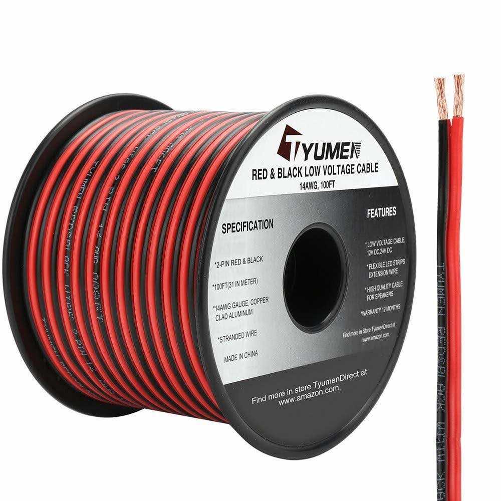 Tyumen 100ft Gauge 2pin 2 Color Red Black Cable Hookup Electrical Wire LED Strips Extension Wire 12v/24v DC Cable - Cheap Fitting