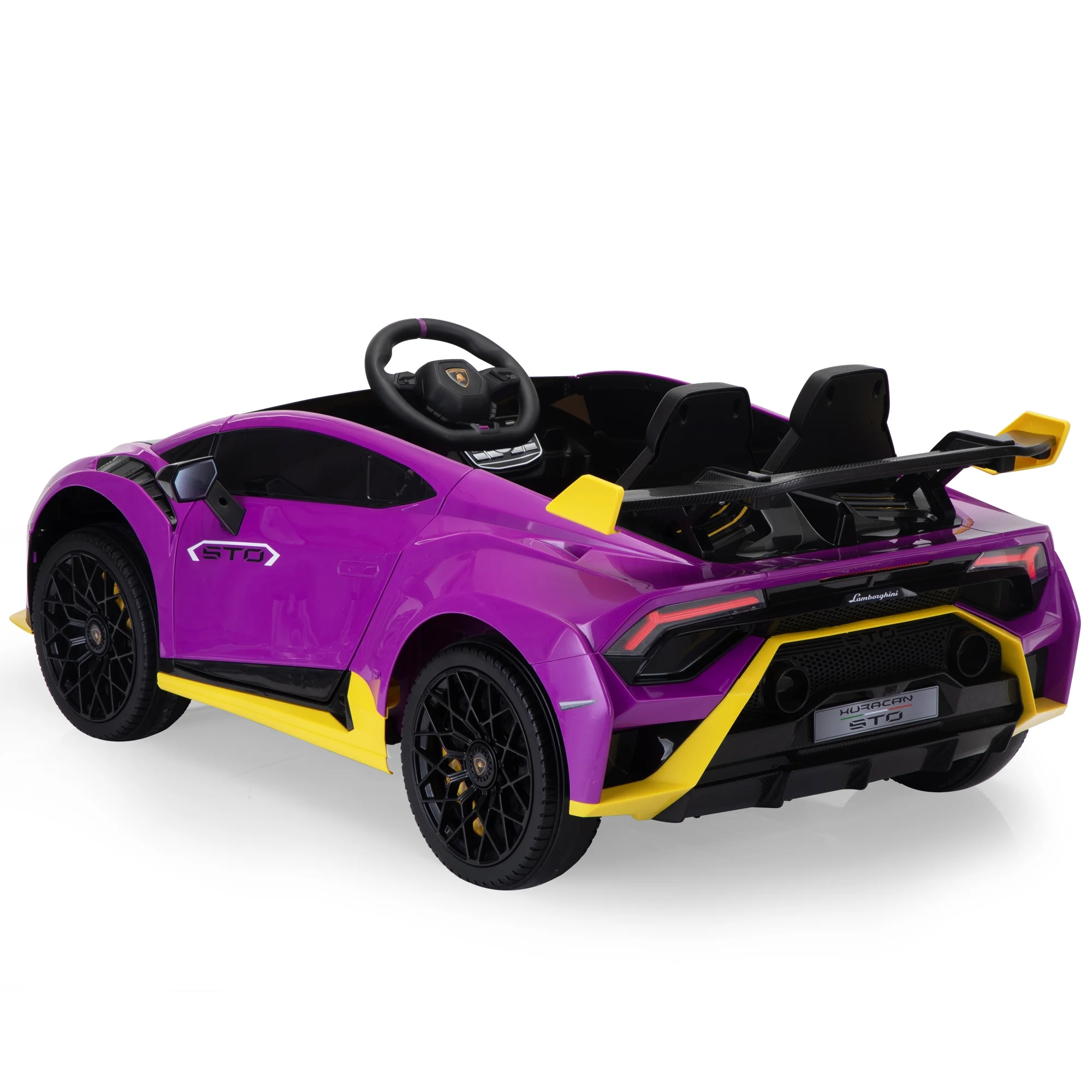 TOBBI 24V Lamborghini STO Licensed Kids Ride on Drift Car Gray Electric Car W/Remote Control LED Lights, up to 10 mph - Cheap Fitting