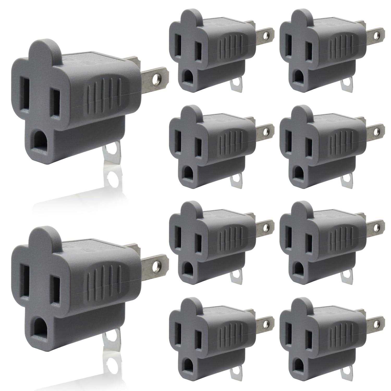 ELEGRP 2 Prong to 3 Prong Outlet Plug Adapter Three Prong to Two Prong Adapter Converters for Wall Outlets Plugs - Cheap Fitting