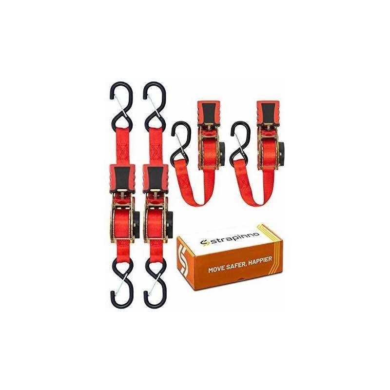 Strapinno Retractable Ratchet Straps 1 in x Secure Tie-downs with Rubber-coated Handles - Cheap Fitting