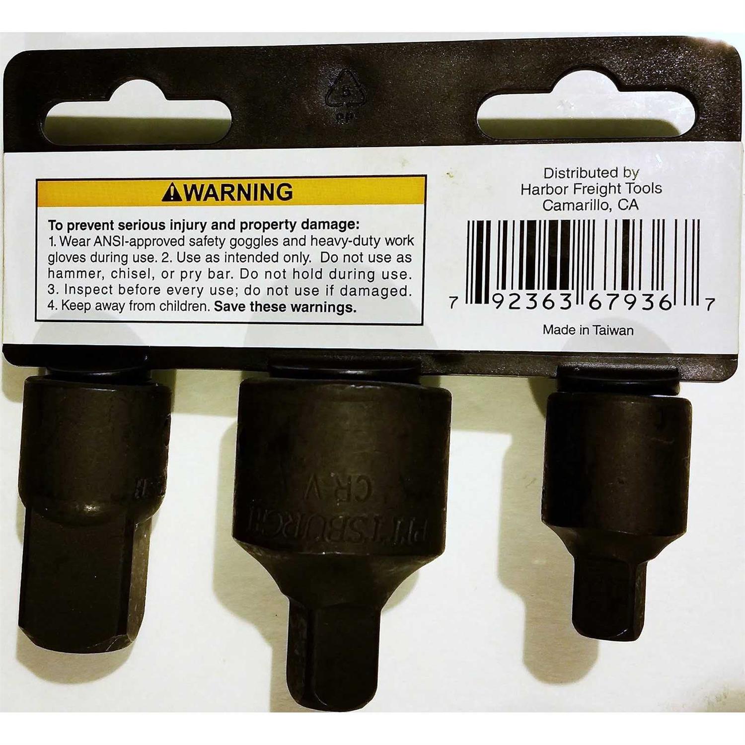 3 Pc Impact Socket Adapter Set - Cheap Fitting