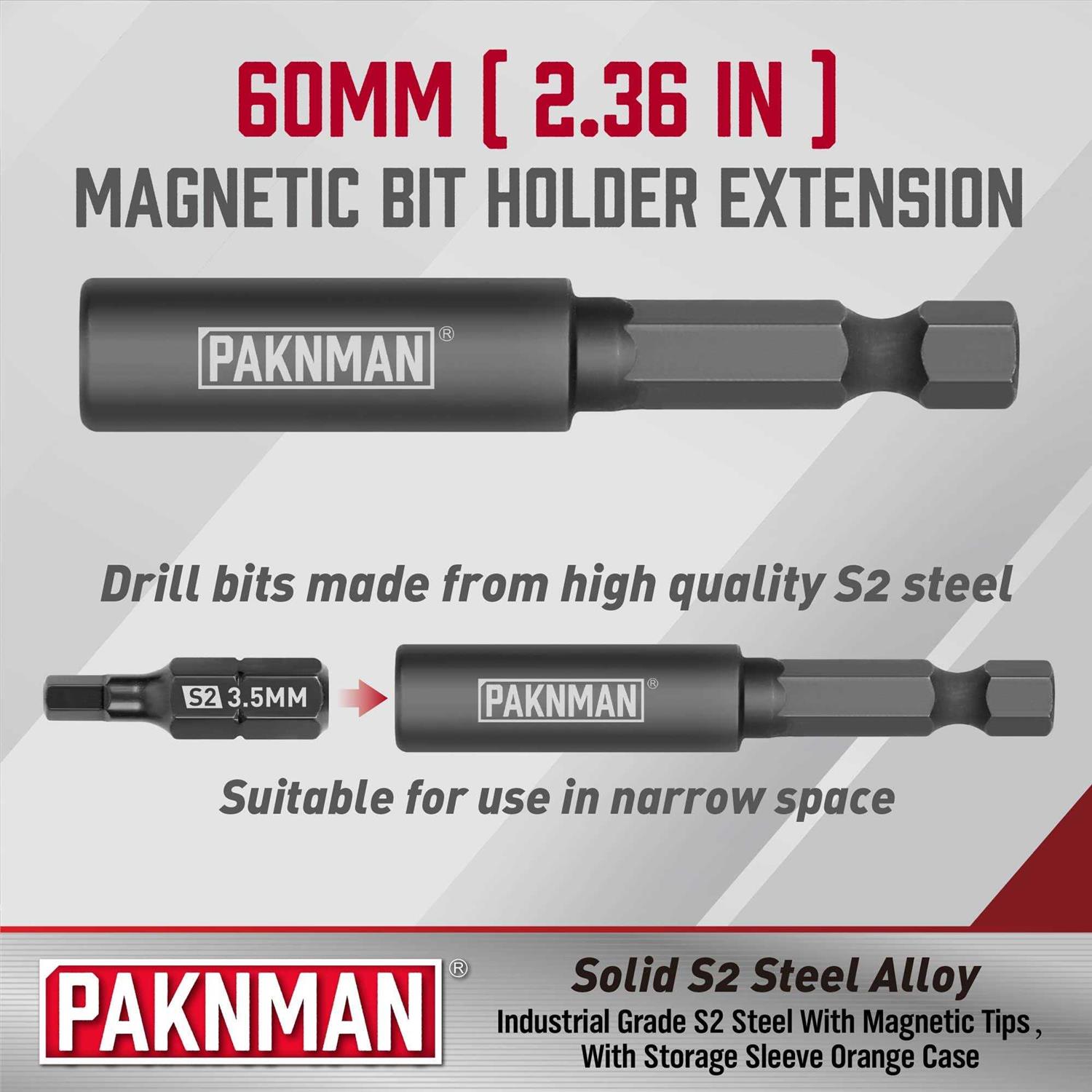 PAKNMAN 25-Piece Hex Head Allen Wrench Drill Bit Set, 1/4”Magnetic Extension, Metric and SAE S2 Steel Hex Bits Set - Cheap Fitting