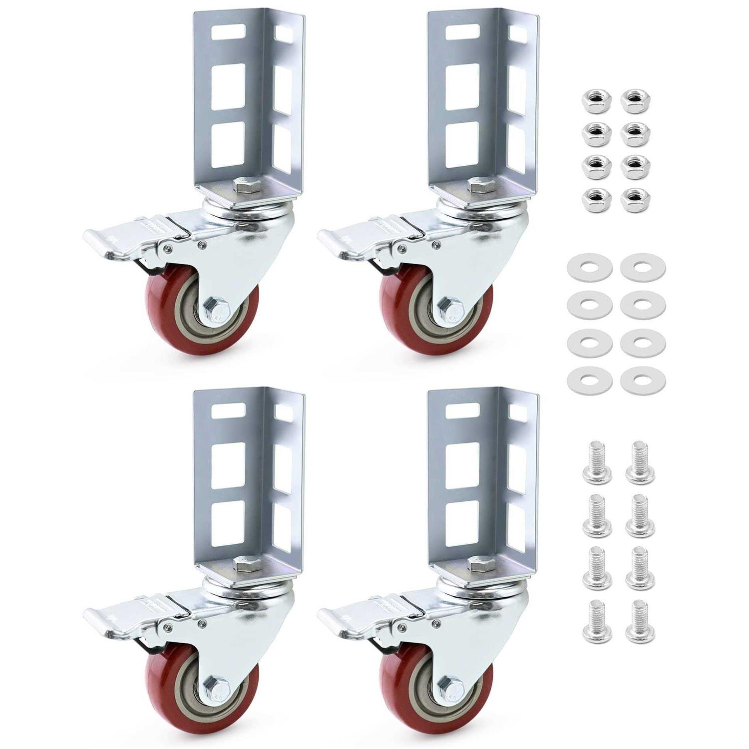 QWORK Storage Rack Caster Wheels 4 Pack 3 Heavy Duty 500 lb. Max Total Capacity Storage Shelf Accessories - Cheap Fitting