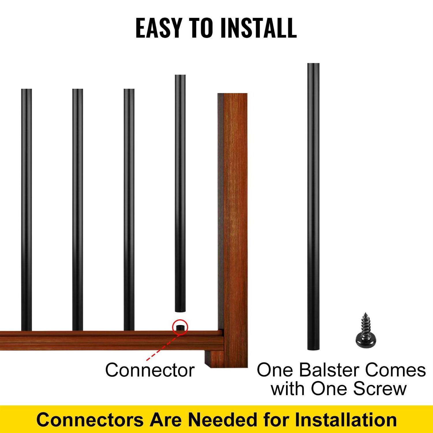 VEVOR Deck Balusters Metal Deck Spindles 51 Pack Aluminum Alloy Railing - Cheap Fitting