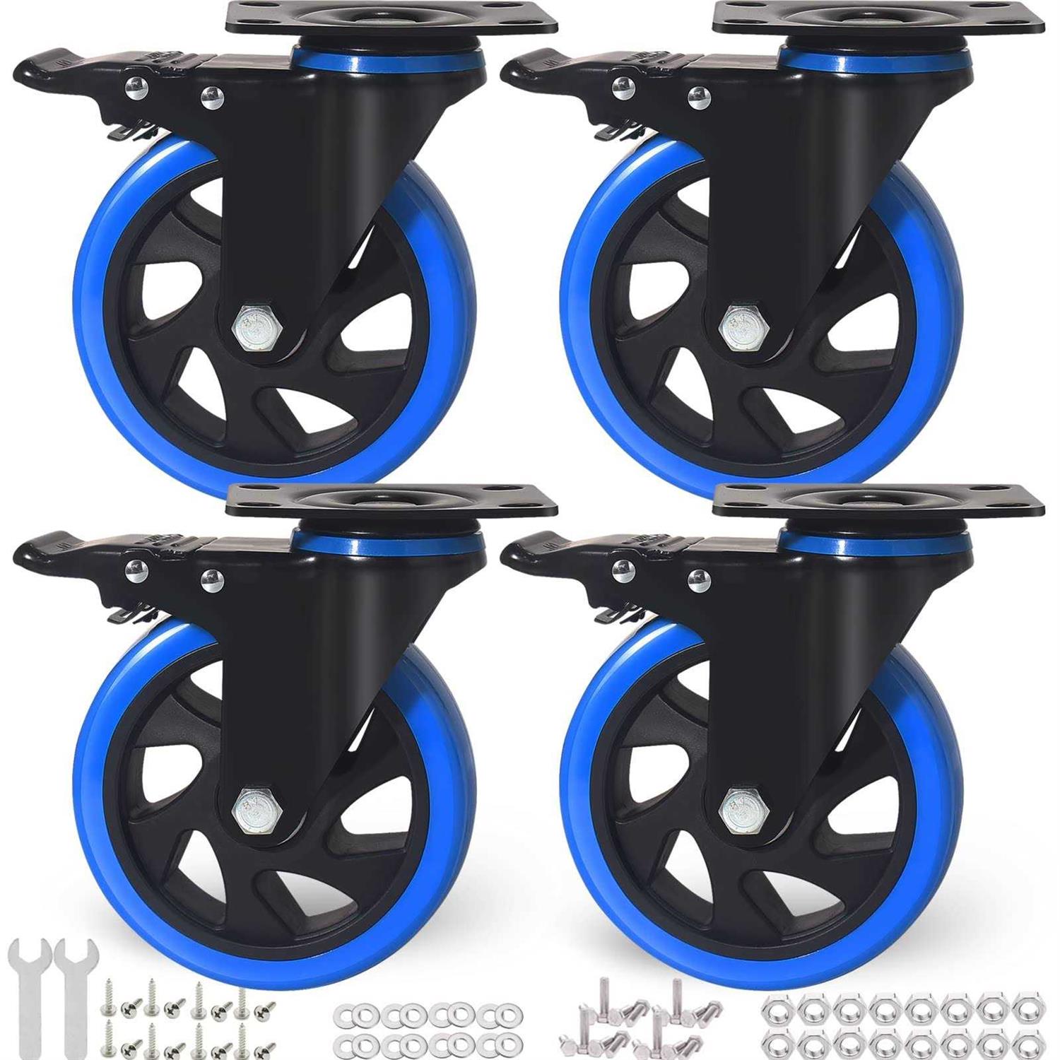 5 Inch Caster Wheels Casters Set of 4 Heavy Duty with Brake - Cheap Fitting
