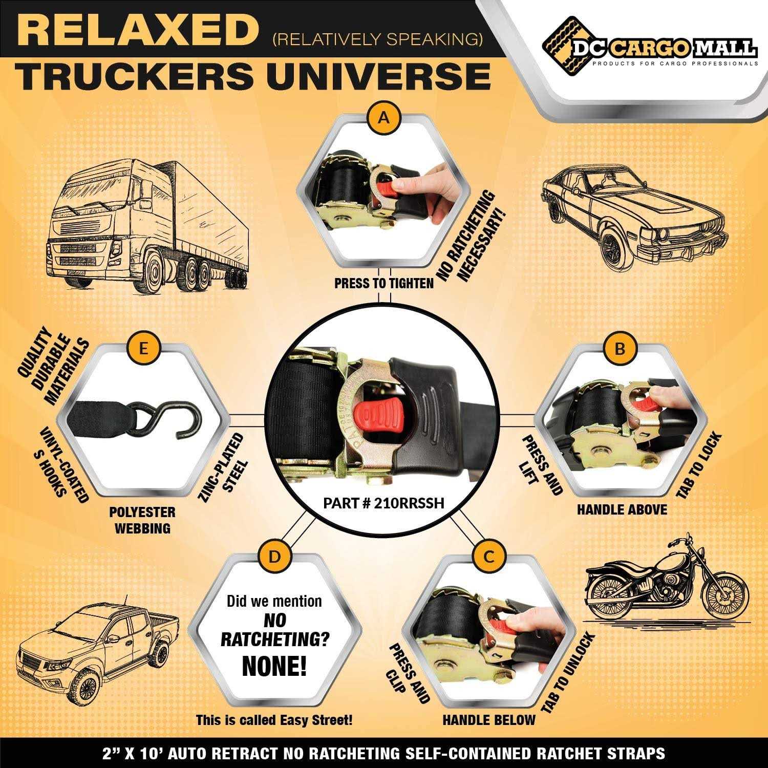 DC Cargo Mall 4 Auto Retract Ratchet Straps - Cheap Fitting