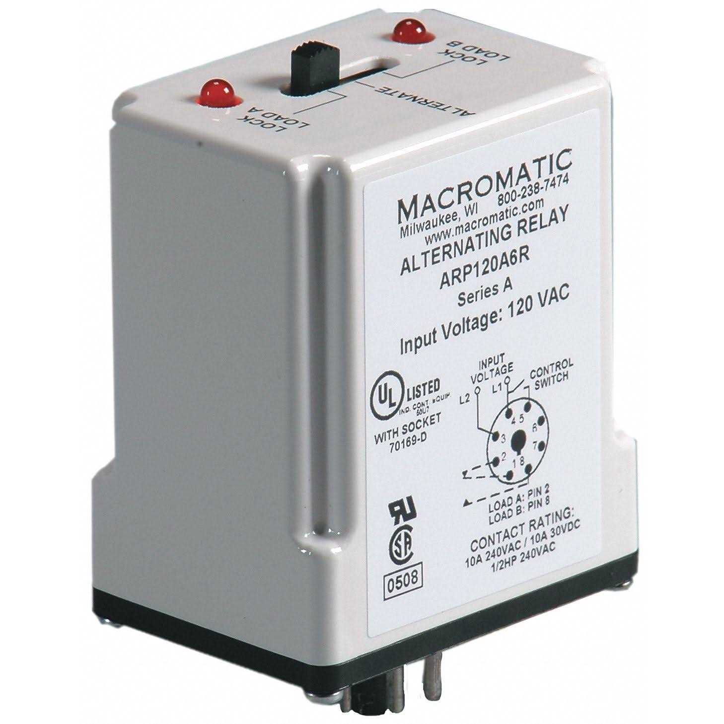 Macromatic Alternating Relay,120VAC,SPDT ARP120A6R - Cheap Fitting