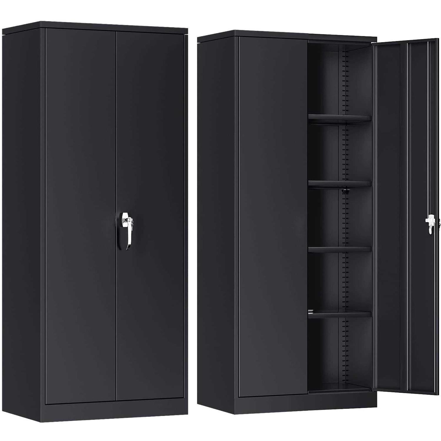 Atripark Metal Storage Cabinet with Lock, 72 Lockable Garage Tool Cabinet with Doors and Shelves - Cheap Fitting