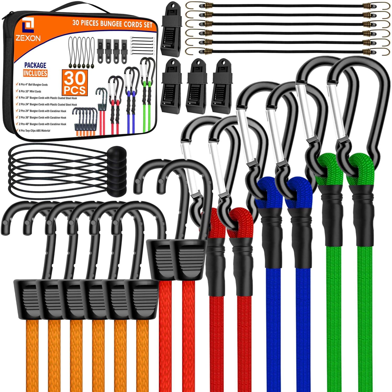 ZEXON Premium Bungee Cords with Carabiner Hooks Heavy Duty Include - Cheap Fitting