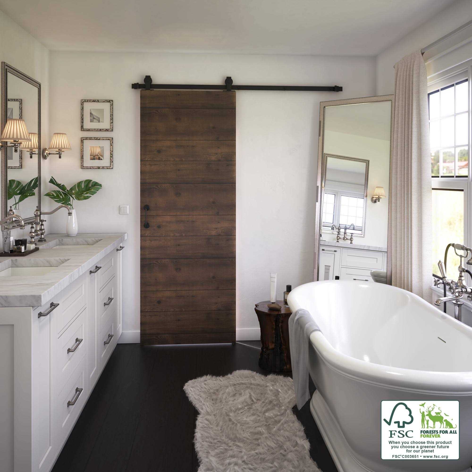 eightdoors 36-in x 84 Finished Flush MDF Single Barn Door - Cheap Fitting