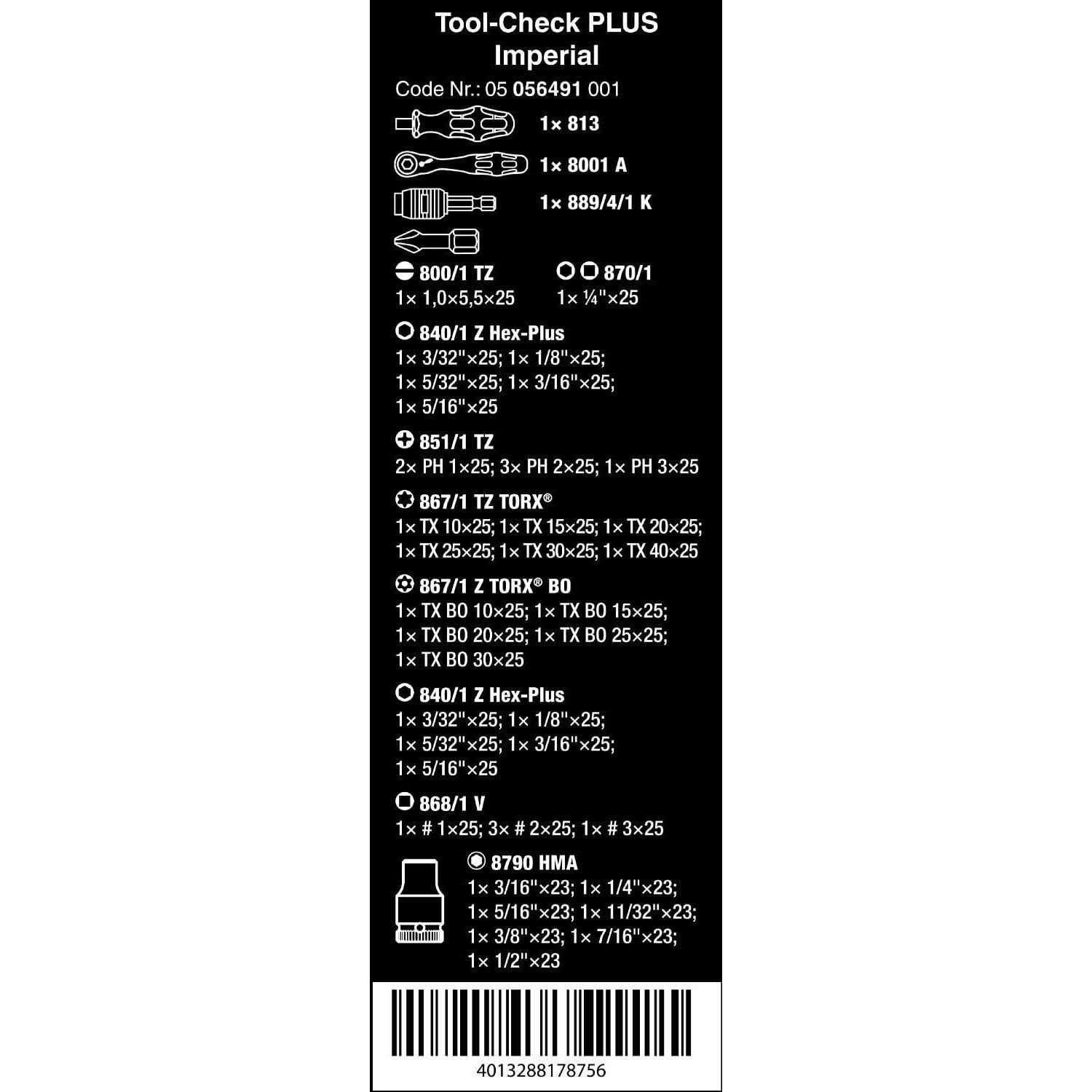 Wera 05056491001 Tool-Check Plus Imperial - Cheap Fitting