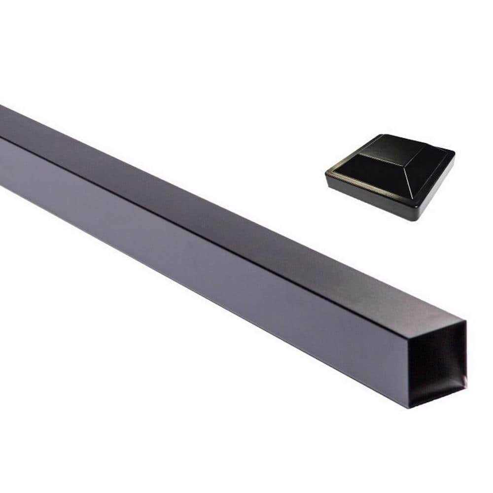 Slipfence 4 in. x 4 in. x 124 in. Black Aluminum Fence Post Includes Post Cap - Cheap Fitting